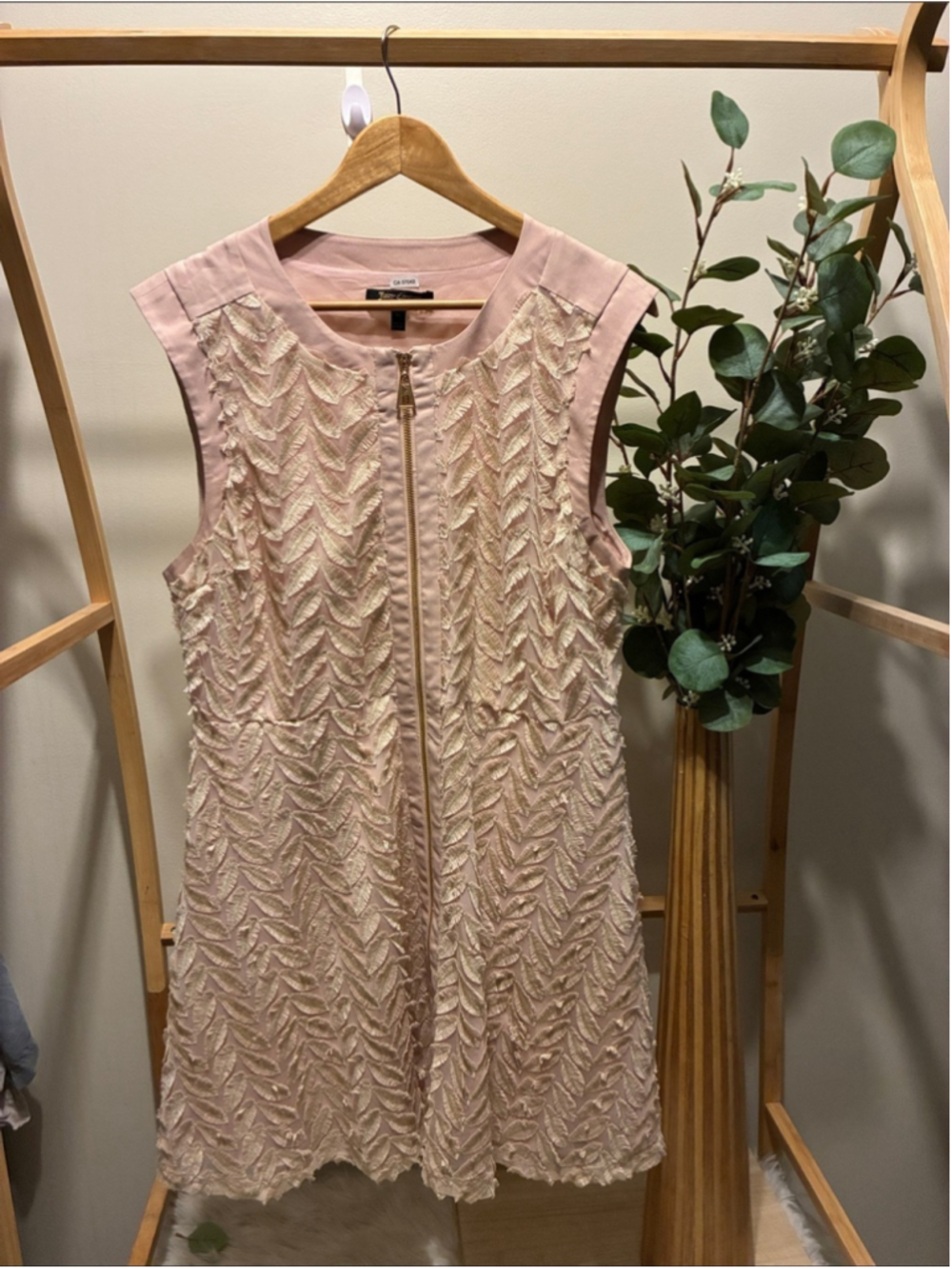 Juicy Couture Pale Pink Embroidered Zip-Front Mini Dress a182